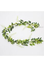 Living and Home 2 Pcs Artificial Wisteria Flowers Garland Decoration in White - thumbnail 1