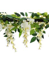 Living and Home 2 Pcs Artificial Wisteria Flowers Garland Decoration in White - thumbnail 4