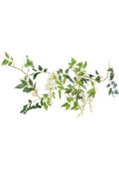 Living and Home 2 Pcs Artificial Wisteria Flowers Garland Decoration in White - thumbnail 5