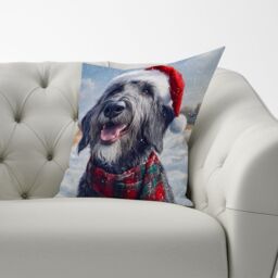 Warren Reed - Designer Christmas Irish Wolfhound Cushion in Grey - Size: 60 cm x 60 cm - thumbnail 3