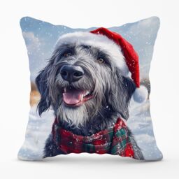 Warren Reed - Designer Christmas Irish Wolfhound Cushion in Grey - Size: 60 cm x 60 cm - thumbnail 1