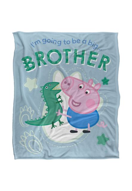 "Hasbro Peppa Pig George Pig Big Brother Silky Touch Blanket 50"" x 60"" in White" - image 1