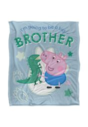 "Hasbro Peppa Pig George Pig Big Brother Silky Touch Blanket 50"" x 60"" in White" - thumbnail 1