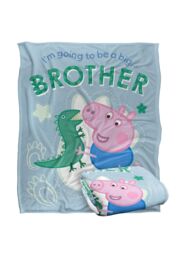 "Hasbro Peppa Pig George Pig Big Brother Silky Touch Blanket 50"" x 60"" in White" - thumbnail 2