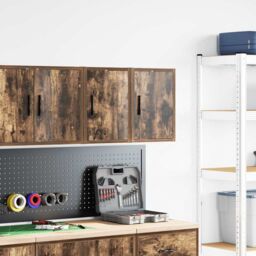 Berkfield Home Garage Wall Cabinets 2 pcs Smoked Oak Engineered Wood in Brown - thumbnail 3