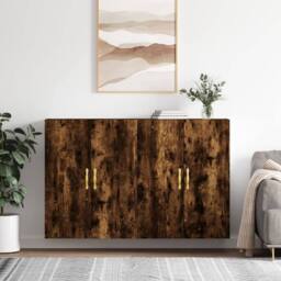 Berkfield Home Wall Mounted Cabinets 2 pcs Smoked Oak 69.5x34x90 cm in Brown - thumbnail 2