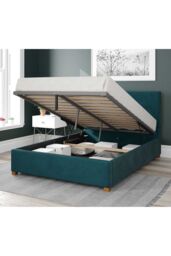Aspire Garland Upholstered Ottoman Storage Bed, Plush Velvet Fabric in Emerald - Size: King - thumbnail 2