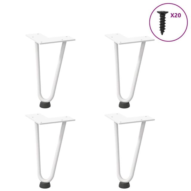 Berkfield Home Hairpin Table Legs 4 pcs White 20 cm Solid Steel - image 1