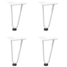 Berkfield Home Hairpin Table Legs 4 pcs White 20 cm Solid Steel - thumbnail 2