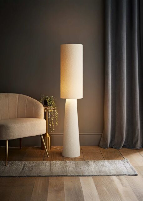 ValueLights Ash Midi Full Fabric Boucle Floor Lamp in Cream - image 1