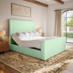 PARADISE BEDS LTD Ortho Lift Electric Adjustable Bed Set With Mattress & Headboard in Pale Green - Size: Double
