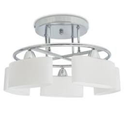 Berkfield Home Ceiling Lamp with Ellipsoid Glass Shades for 5 E14 Bulbs 200 W in White - thumbnail 1