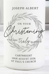 Personalised Memento Company Personalised 'Truly Blessed' Christening Pillar Candle in Off-White - thumbnail 3
