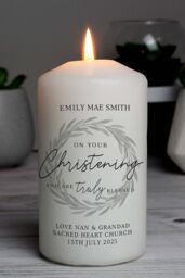 Personalised Memento Company Personalised 'Truly Blessed' Christening Pillar Candle in Off-White - thumbnail 4