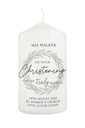 Personalised Memento Company Personalised 'Truly Blessed' Christening Pillar Candle in Off-White - thumbnail 1