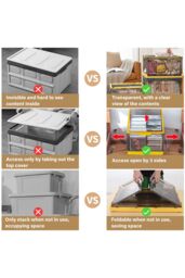 Living and Home 41CM Foldable Clothes Storage Box Rolling Wardrobe Bin with Lid & Wheels in Yellow - thumbnail 4