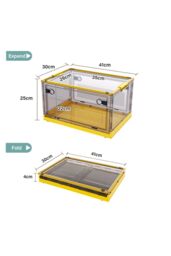 Living and Home 41CM Foldable Clothes Storage Box Rolling Wardrobe Bin with Lid & Wheels in Yellow - thumbnail 2