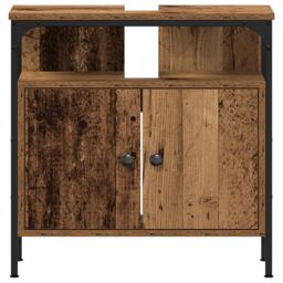 Berkfield Home Bathroom Sink Cabinet with Built-in Basin Old Wood Engineered Wood in Brown - thumbnail 9
