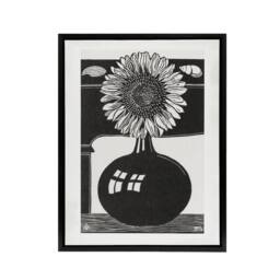 "Artery8 Stylised Sunflower in a Vase De Mesquita Framed Canvas Wall Art Print in Black - Size: W18"" x H24""" - thumbnail 1