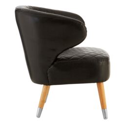 Orsina Mid Century Brown Faux Leather Wingback Armchair, Elegant Design Comfortable Armchair For Livingroom in Black - thumbnail 3