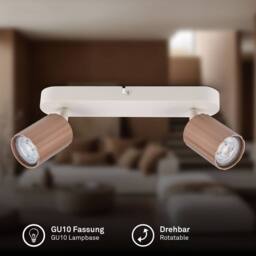 BRILONER 2 Way Ceiling Light Spotlight GU10 Flush Adjustable Metal Coffee in Brown - thumbnail 3