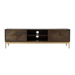 Jaipur Furniture Ltd Zaine Carving TV Unit - Mango Wood - L40 x W160 x H46 cm - Dark Finish in Brown - thumbnail 3