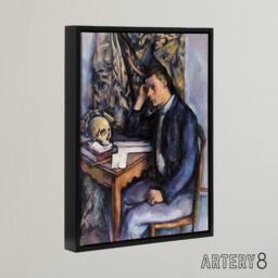 "Artery8 Young Man & Skull Portrait Painting Cezanne Framed Canvas Wall Art - Size: W12"" x H16""" - thumbnail 2