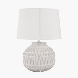 Ruma Set of 2 Anneli Warm White Aztec Texture Ceramic Table Lamp - thumbnail 5
