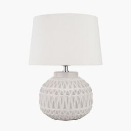 Ruma Set of 2 Anneli Warm White Aztec Texture Ceramic Table Lamp - thumbnail 4