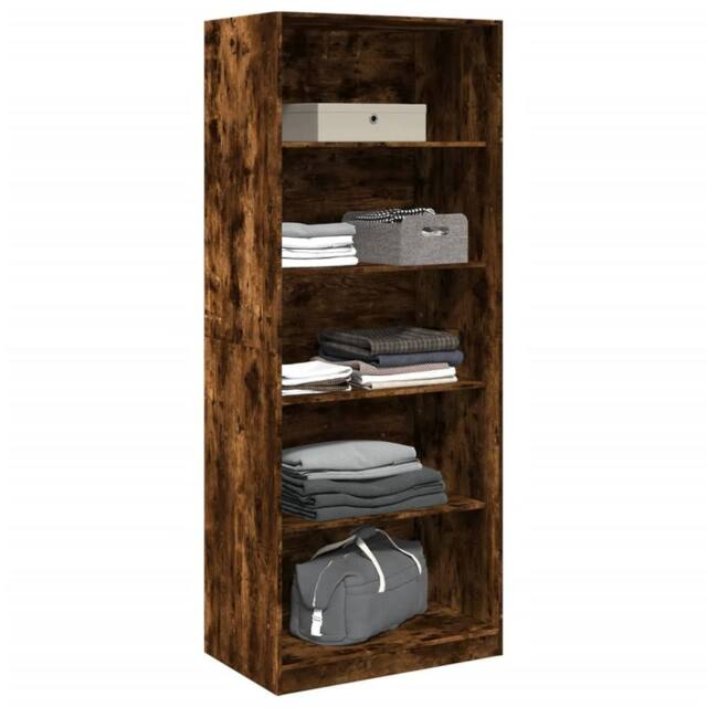 Berkfield Home Wardrobe Smoked Oak 80x50x200 cm Engineered Wood in Brown - Size: 80 x 50 x 200 cm - image 1