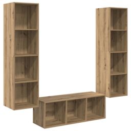 Berkfield Home TV Cabinet Set with Shelf 3 pcs Artisan oak 37 x 37 x 142.5 cm in Brown - thumbnail 2