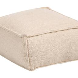 Wyld and Coco Beige Cotton Pouffe - Square EPS Bead Footstool Refillable One Size - thumbnail 2