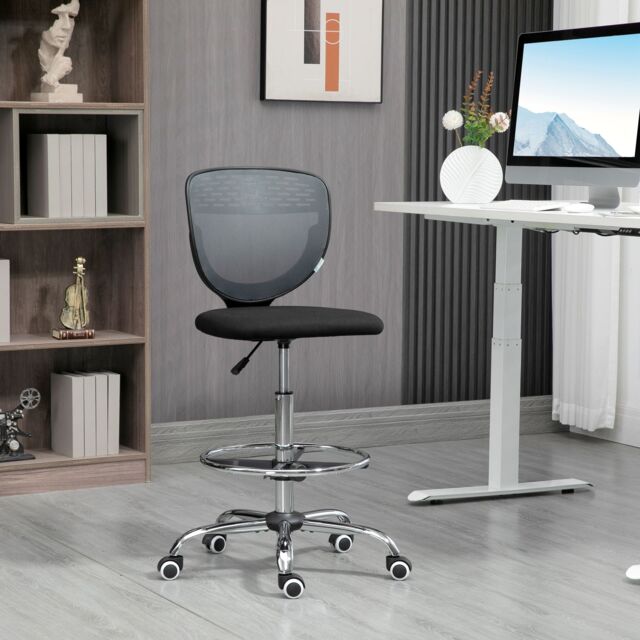 VINSETTO Drafting Chair, Swivel Draughtsman Chair, Mesh Fabric Standing Desk Chair in Grey - image 1