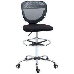 VINSETTO Drafting Chair, Swivel Draughtsman Chair, Mesh Fabric Standing Desk Chair in Grey - thumbnail 2