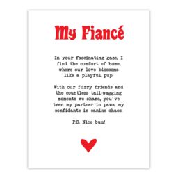 "Artery8 Love Poem Dog Lover Fiancé Romantic Poetry Fun Wall Art Print in White - Size: W18"" x H24""" - thumbnail 1