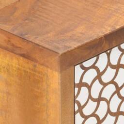 Berkfield Home Sideboard with Printed Pattern 90x30x70 cm Solid Mango Wood in Brown - Size: 90 x 30 x 70 cm - thumbnail 6