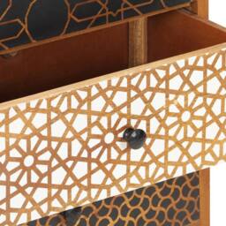 Berkfield Home Sideboard with Printed Pattern 90x30x70 cm Solid Mango Wood in Brown - Size: 90 x 30 x 70 cm - thumbnail 5