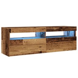 Berkfield Home TV Cabinet with LED Lights Old Wood 120x35x40 cm Engineered Wood in Brown - Size: 120 x 35 x 40 cm - thumbnail 3
