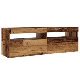 Berkfield Home TV Cabinet with LED Lights Old Wood 120x35x40 cm Engineered Wood in Brown - Size: 120 x 35 x 40 cm - thumbnail 6