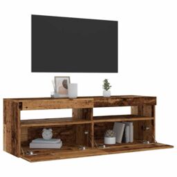 Berkfield Home TV Cabinet with LED Lights Old Wood 120x35x40 cm Engineered Wood in Brown - Size: 120 x 35 x 40 cm - thumbnail 5