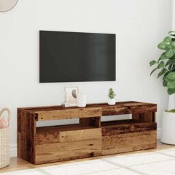 Berkfield Home TV Cabinet with LED Lights Old Wood 120x35x40 cm Engineered Wood in Brown - Size: 120 x 35 x 40 cm - thumbnail 4