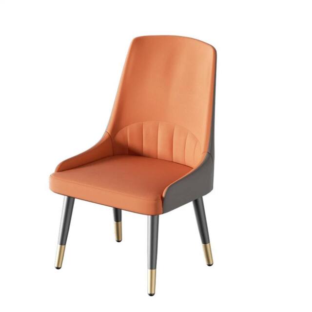 Nordara Orange Set of 2 Minimalist Leather Dining Chairs Super Side Chairs - Size: 100 cm x 100 cm - image 1