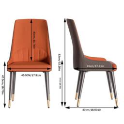 Nordara Orange Set of 2 Minimalist Leather Dining Chairs Super Side Chairs - Size: 100 cm x 100 cm - thumbnail 2