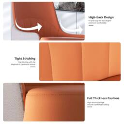 Nordara Orange Set of 2 Minimalist Leather Dining Chairs Super Side Chairs - Size: 100 cm x 100 cm - thumbnail 4