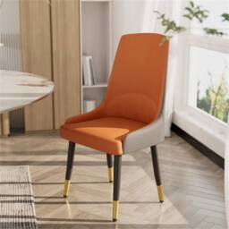 Nordara Orange Set of 2 Minimalist Leather Dining Chairs Super Side Chairs - Size: 100 cm x 100 cm - thumbnail 3