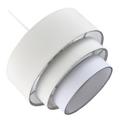 Happy Homewares Contemporary Round Triple Tier Cotton Fabric Pendant Light Shade in Cream - Size: 12 inches - thumbnail 4