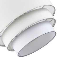 Happy Homewares Contemporary Round Triple Tier Cotton Fabric Pendant Light Shade in Cream - Size: 12 inches - thumbnail 5