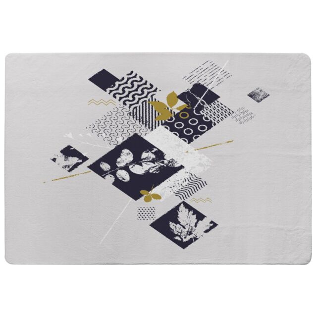 Benjamin Tate Design Geometric Squares & Leaves Rug in Natural - Size: Large - image 1