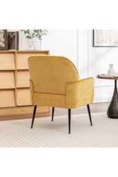 Living and Home Modern Chenille Upholstered Leisure Chair in Tan - thumbnail 4