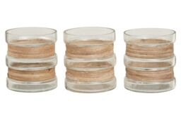 Orsina Set of 3 Natural Glass Tealight Holders, Decorative Tea Light Holders, Identical Tea Light Candle Holders - thumbnail 1